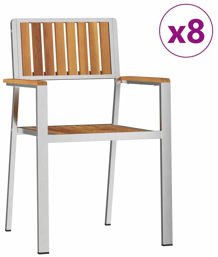 vidaXL Καρέκλα Κήπου 8 pcs Καφέ 56 x 54.5 x 87 εκ. Μασίφ ξύλο ακακίας