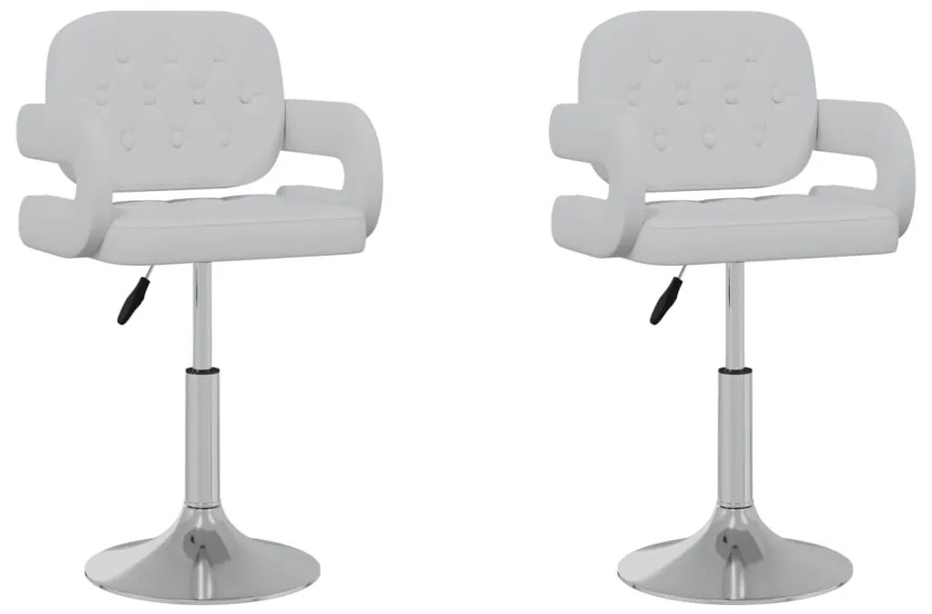 vidaXL Καρέκλες Τραπεζαρίας Περιστρεφόμενες 2 τεμ. Λευκές Συνθ. Δέρμα