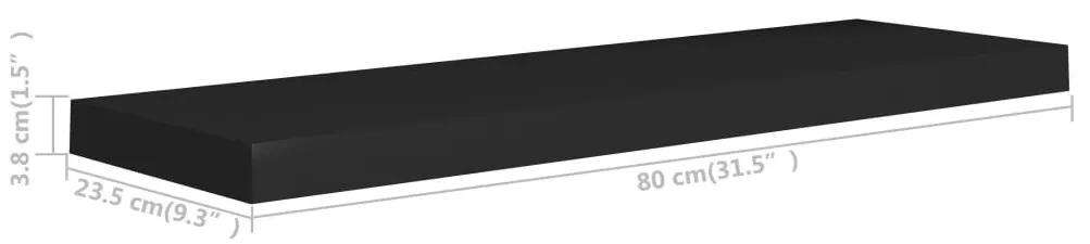 Ράφια Τοίχου 2 τεμ. Μαύρα 80x23,5x3,8 εκ. MDF - Μαύρο