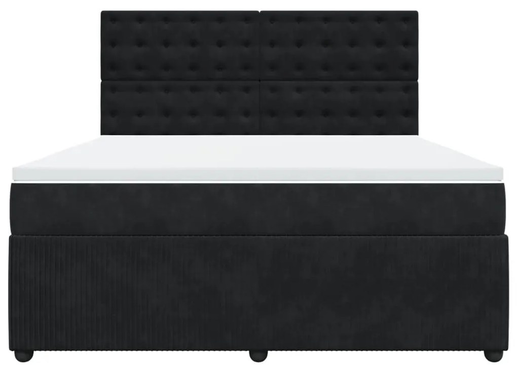 vidaXL Κρεβάτι Boxspring με Στρώμα Μαύρο 180x200 εκ. Βελούδινο