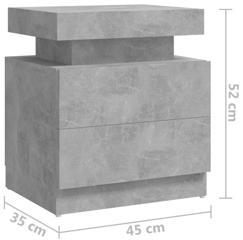 Κομοδίνο Γκρι Σκυροδέματος 45 x 35 x 52 εκ. από Επεξεργ. Ξύλο - Γκρι