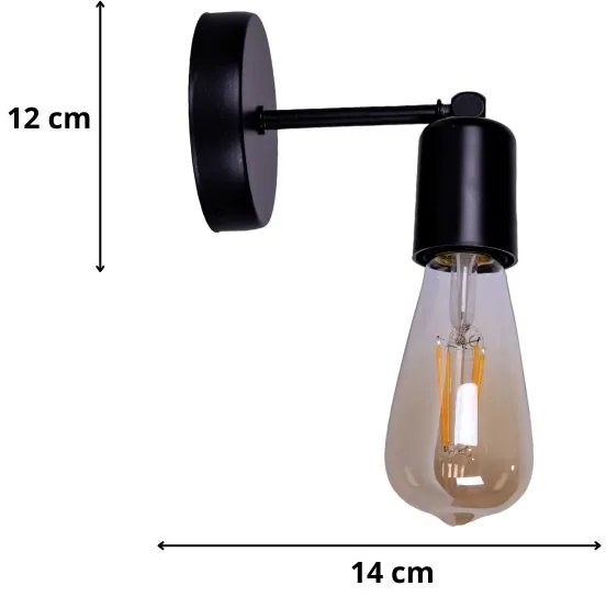 Απλίκα τοίχου Vora Megapap E27 μεταλλική χρώμα μαύρο 10x14x12εκ. - GP036-0061,1