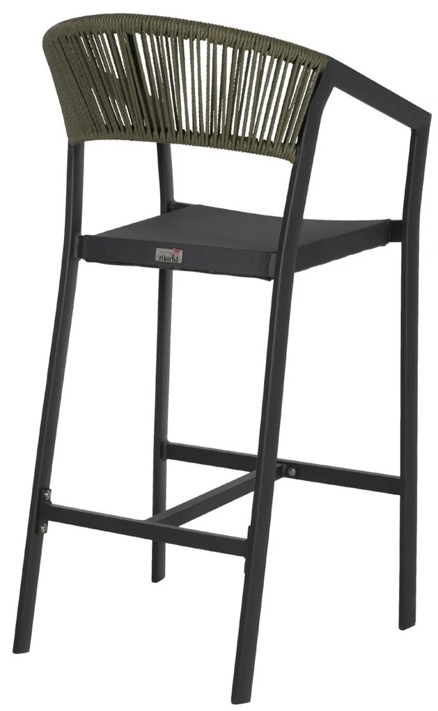 Σκαμπό Μπαρ C5892.04 Ανθρακί Αλουμινίου με Rattan &amp; Textline Χακί 56x58x105Y εκ. 56x58x105 εκ.