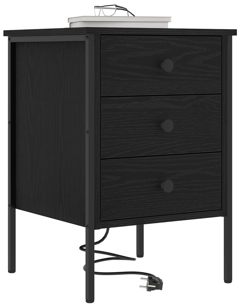 vidaXL Κομοδίνο Μαύρη δρυς 42 x 41 x 61 εκ Επεξεργασμένο ξύλο