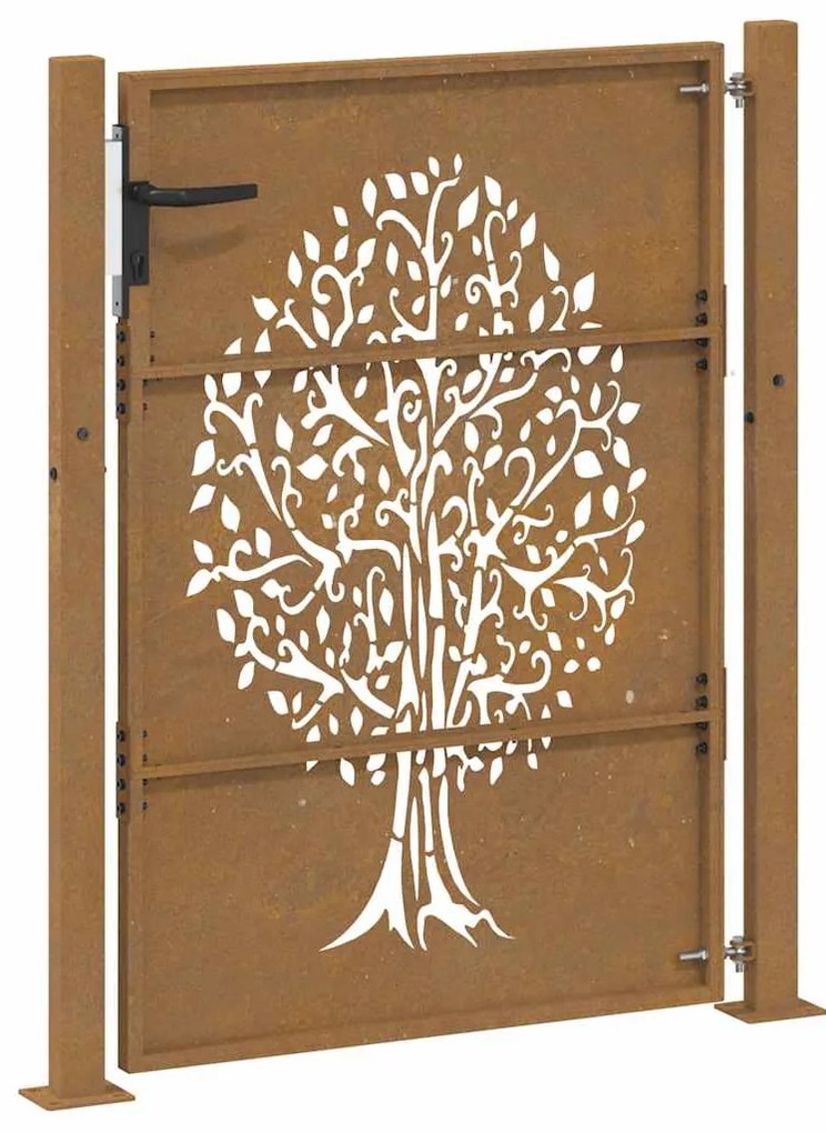 vidaXL Πόρτα Κήπου με Σχέδιο Δέντρου από Ατσάλι Corten 100x125 εκ.