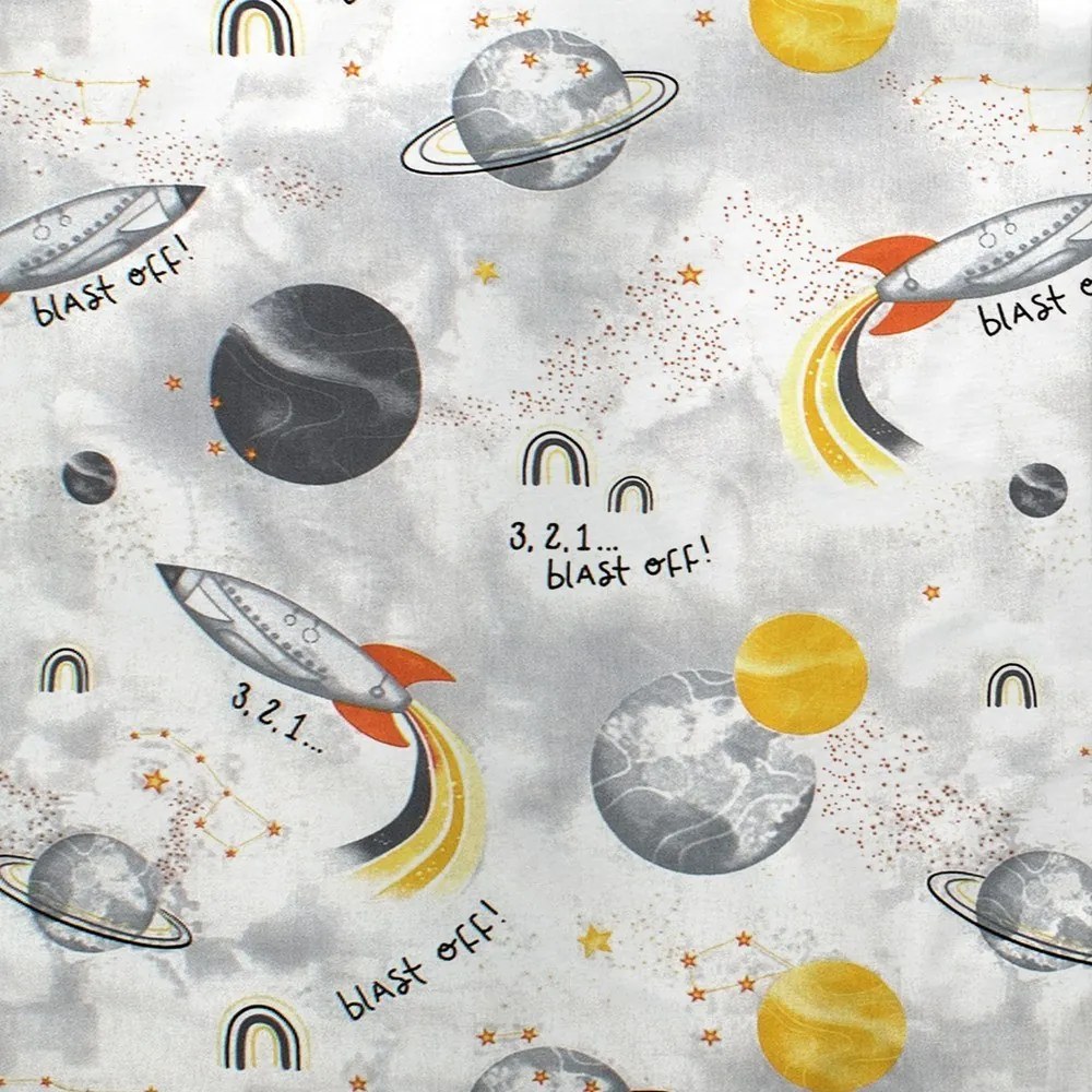 Πάνα Βρεφική Χασέ Spaceship 187 Grey DimCol 80x80cm 100% Βαμβάκι