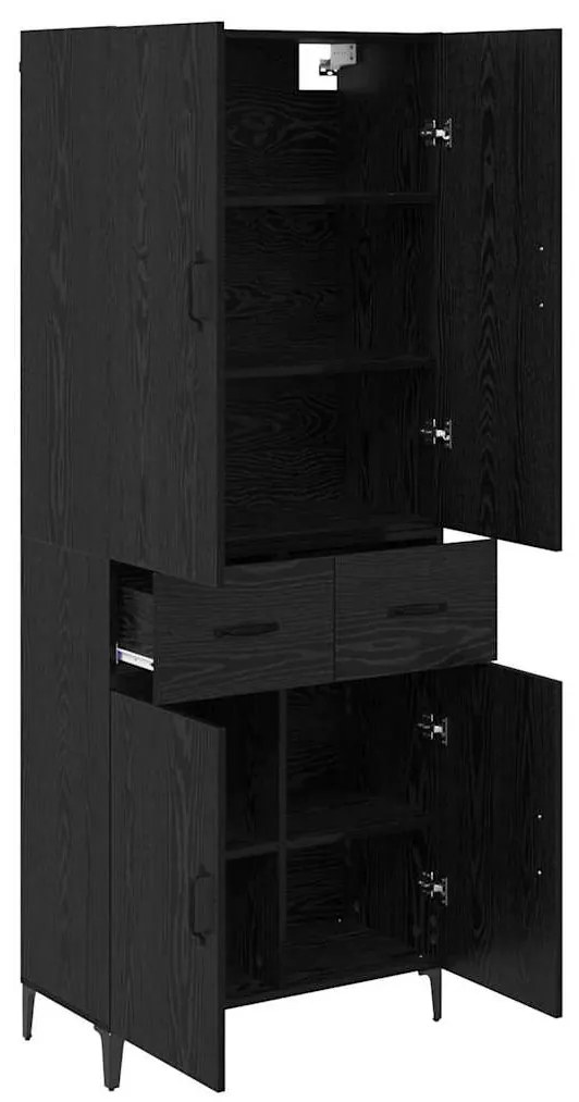 vidaXL Highboard Μαύρη Οξυά 69,5 x 34 x 180 εκ. Επεξεργασμένο ξύλο