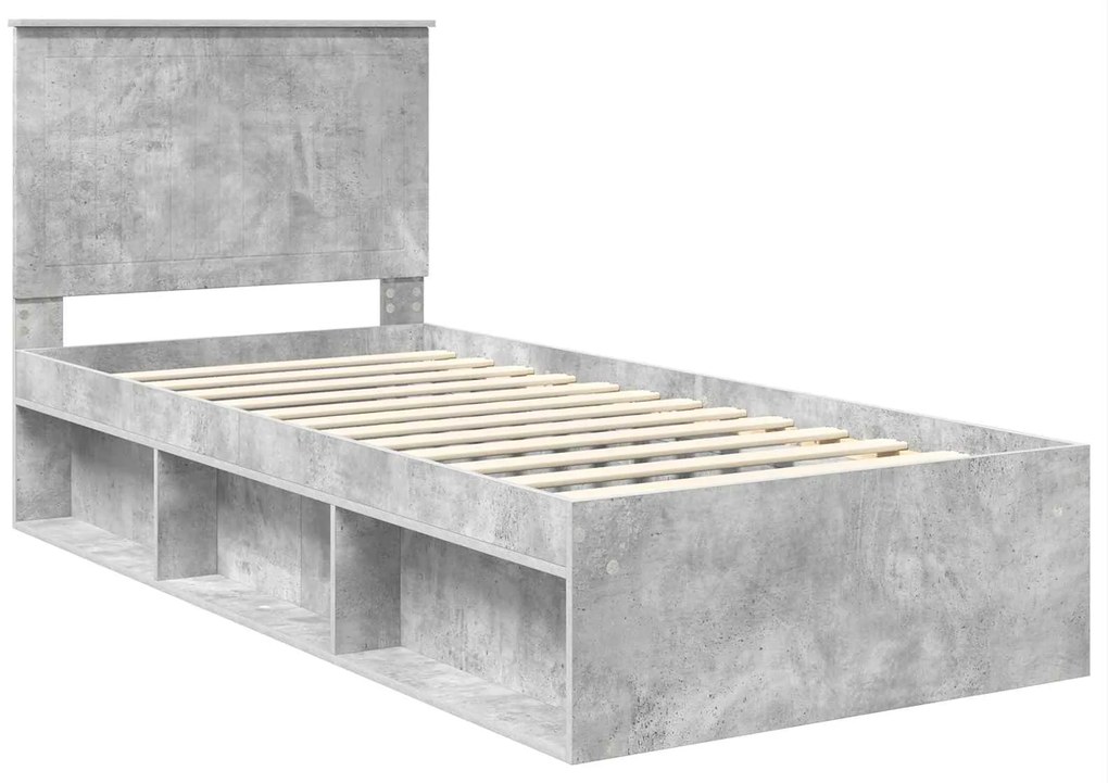 vidaXL Σκελετός Κρεβατιού Σκυρόδεμα 90 x 200 cm Στερεά ξυλεία πεύκου