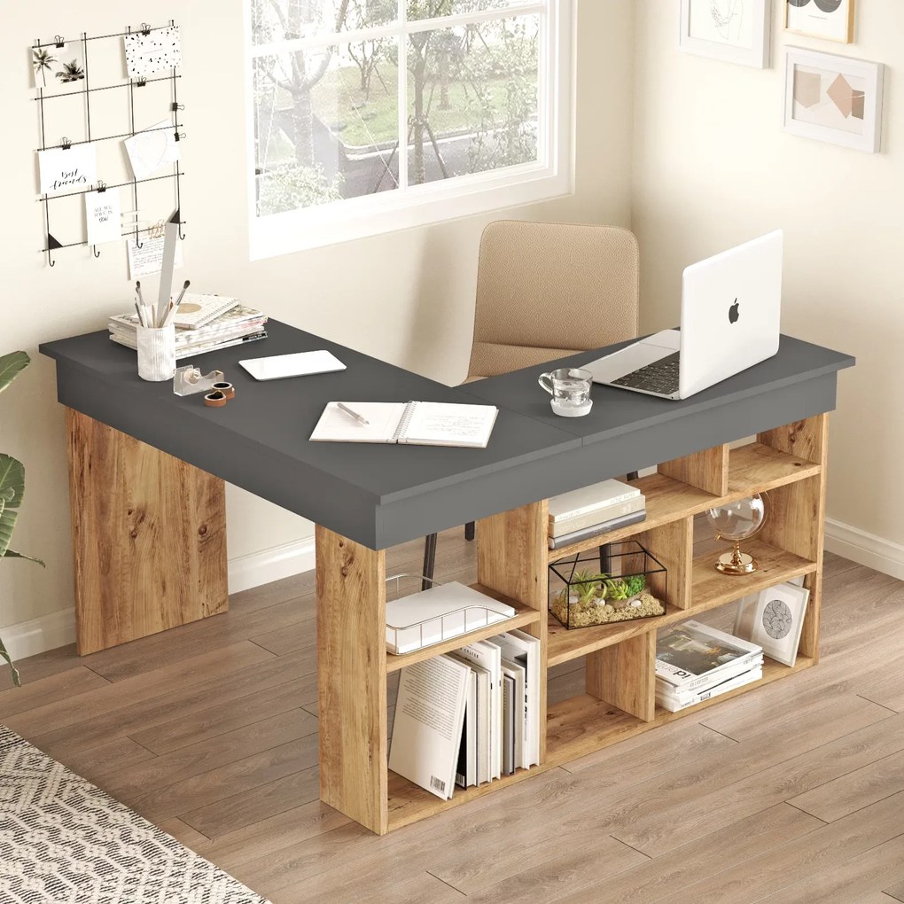 Γραφείο γωνιακό &quot;VIANA&quot; σε χρώμα atlantic pine/ανθρακί 115x120x72