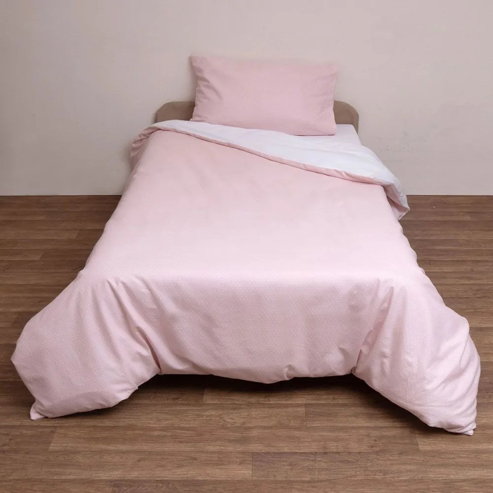 Σεντόνια Παιδικά 2645 Φανελένια Με Λάστιχο (Σετ 3τμχ) Pink-White Viopros Μονό 100x225cm 100% Βαμβακερή Φανέλα