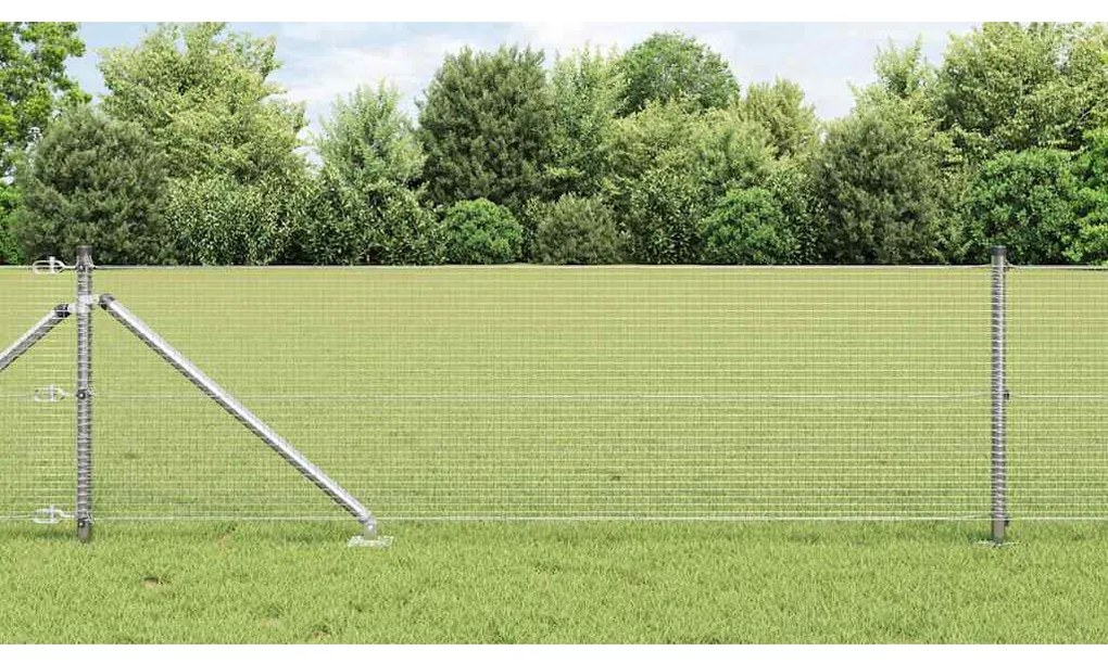 vidaXL Φράχτης με Στήλες. Ασημί 0.8 x 25 m Ατσάλι