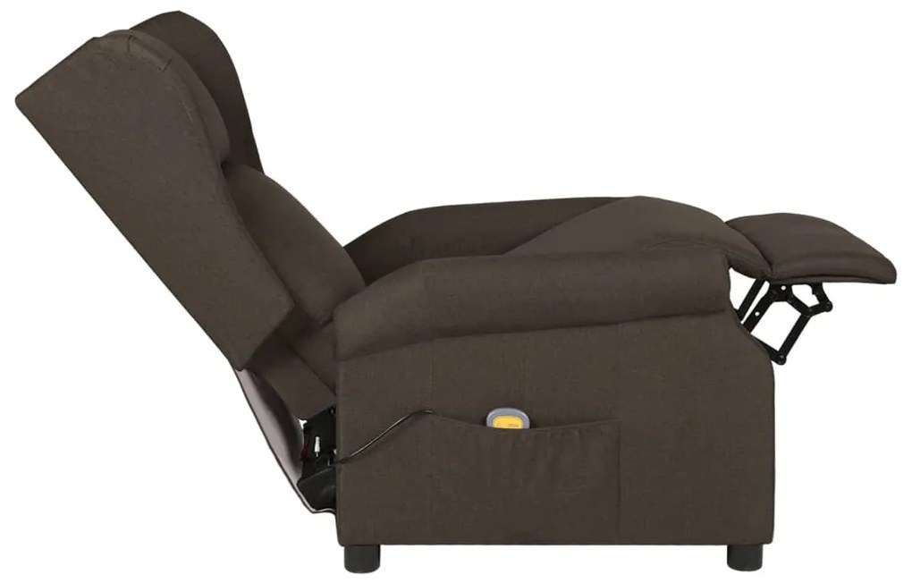 vidaXL Πολυθρόνα Μασάζ Σκούρο Καφέ Υφασμάτινη