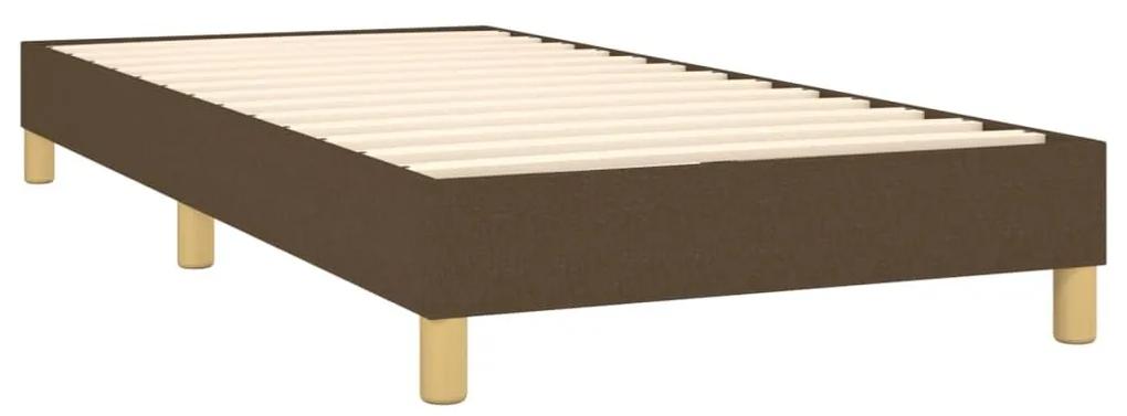 Κρεβάτι Boxspring με Στρώμα &amp; LED Σκ.Καφέ 100x200 εκ Υφασμάτινο - Καφέ