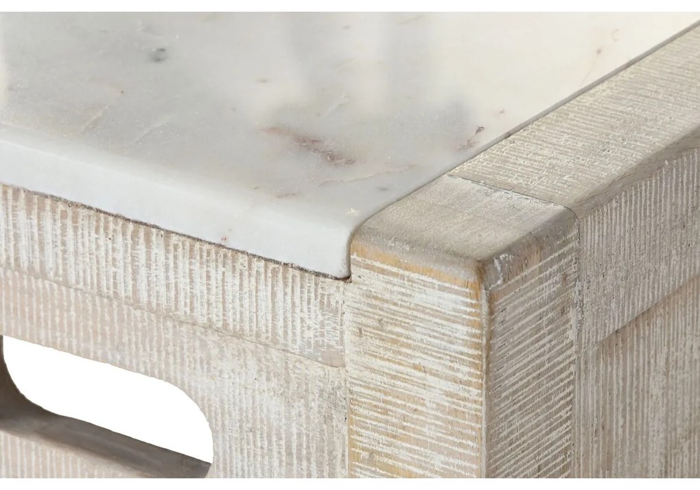 Σετ Τραπέζι με Καρέκλες Home ESPRIT Λευκό Φυσικό 112 x 40 x 96 cm