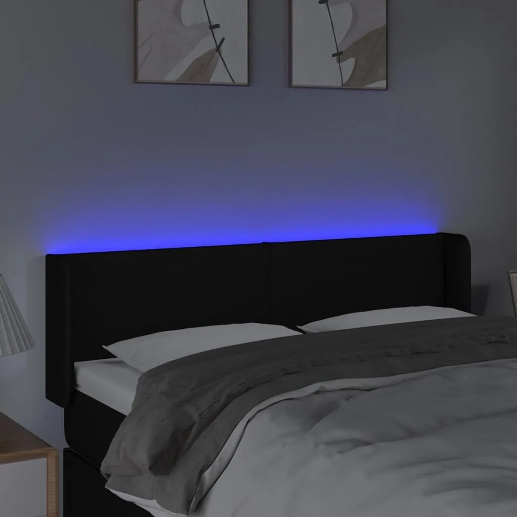 vidaXL Κεφαλάρι Κρεβατιού LED Μαύρο 147x16x78/88 εκ. Υφασμάτινο