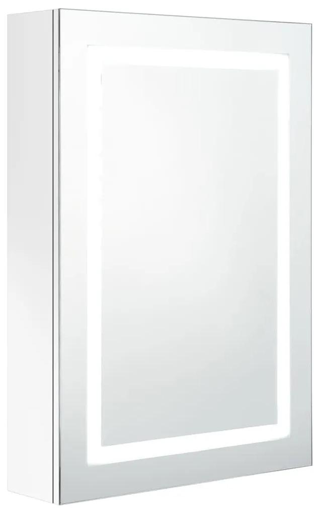 Καθρέφτης Μπάνιου με Ντουλάπι &amp; LED Λαμπερό Λευκό 50x13x70 εκ. - Λευκό