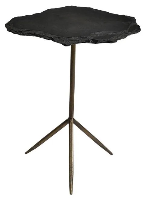 PIEDRA SIDE TABLE ΓΚΡΙ ΣΚΟΥΡΟ BRASS ANTIQUE 48x44xH60cm - 04-0836 - 04-0836