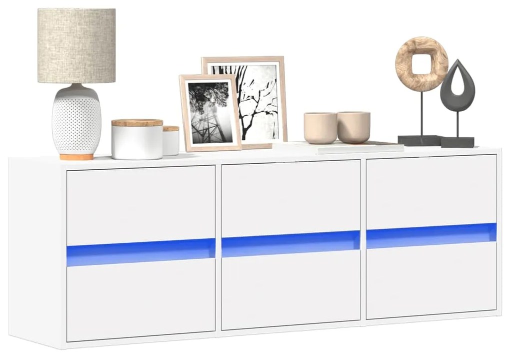 Έπιπλο Τοίχου Τηλεόρασης με LED Λευκό 130x31x45 εκ.