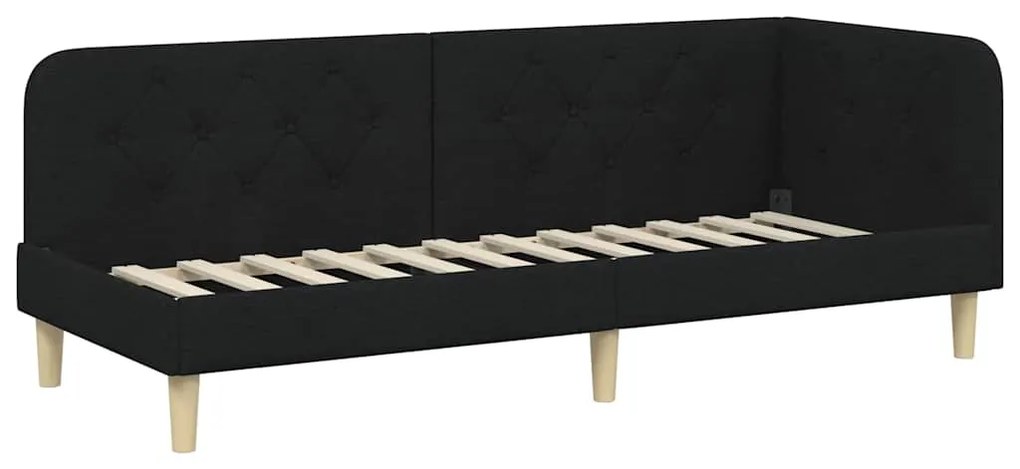 vidaXL Κρεβάτι Γωνίας με στρώμα με κεφαλάρι Μαύρο 80 x 200 cm ύφασμα