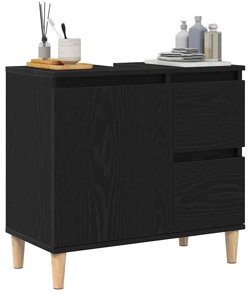 vidaXL Ντουλάπι Μπάνιου Μαύρη δρυς 65 x 33 x 60 εκ Επεξεργασμένο ξύλο