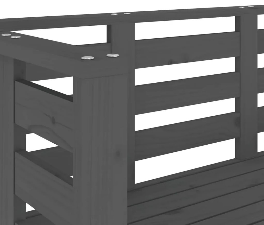 vidaXL Παγκάκι Κήπου Γκρι 111,5 x 53 x 71 εκ. από Μασίφ Ξύλο Πεύκου