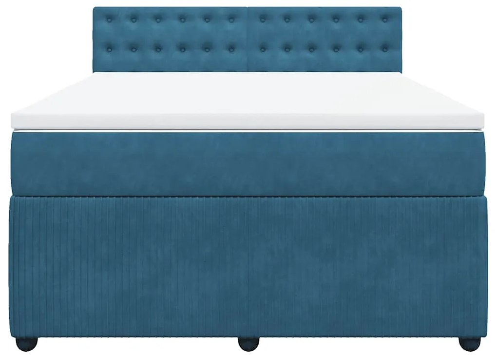 vidaXL Κρεβάτι Boxspring με Στρώμα Μπλε 140x190 εκ. Βελούδινο