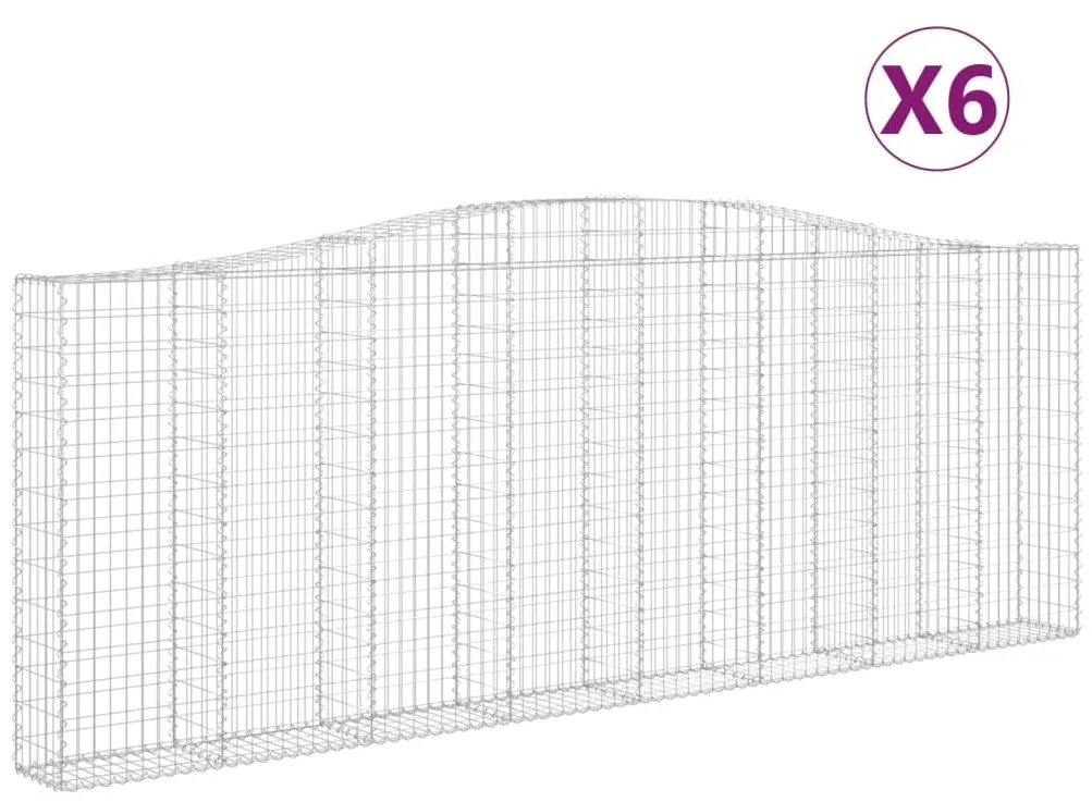 vidaXL Συρματοκιβώτια Τοξωτά 6 τεμ. 400x30x140/160 εκ. Γαλβαν. Ατσάλι