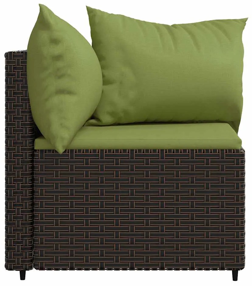 vidaXL Καναπέδες Κήπου Γωνιακοί με Μαξιλάρια 2 τεμ. Καφέ Συνθ. Ρατάν