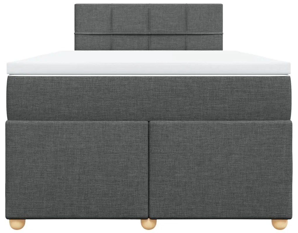 Κρεβάτι Boxspring με Στρώμα Σκούρο Γκρι 120x200 εκ. Υφασμάτινο - Γκρι