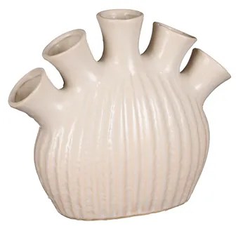 ΒΑΖΟ ΜΕ ΥΠΟΔΟΧΕΣ ΚΡΕΜ Saul tulip ΚΕΡΑΜΙΚΟ l25xw10xh21cm