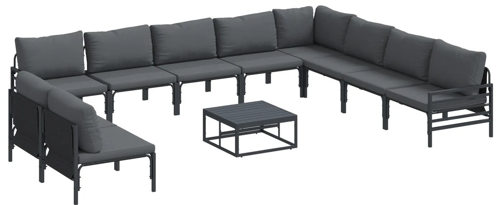 vidaXL Σετ Καναπέ Κήπου 11 pcs Ανθρακί Ατσάλι