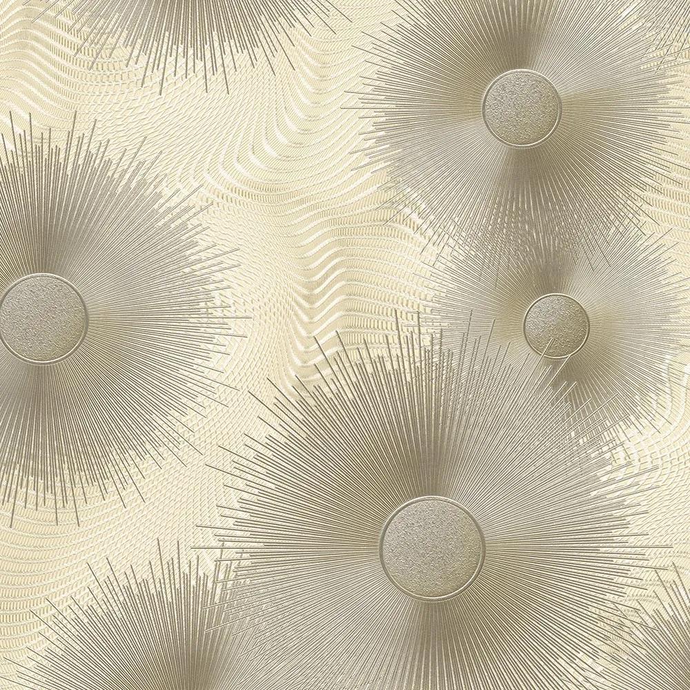 Ταπετσαρία Τοίχου Elle Sun circles σε μπεζ χρυσό χρώμα 1019102 53x1000cm