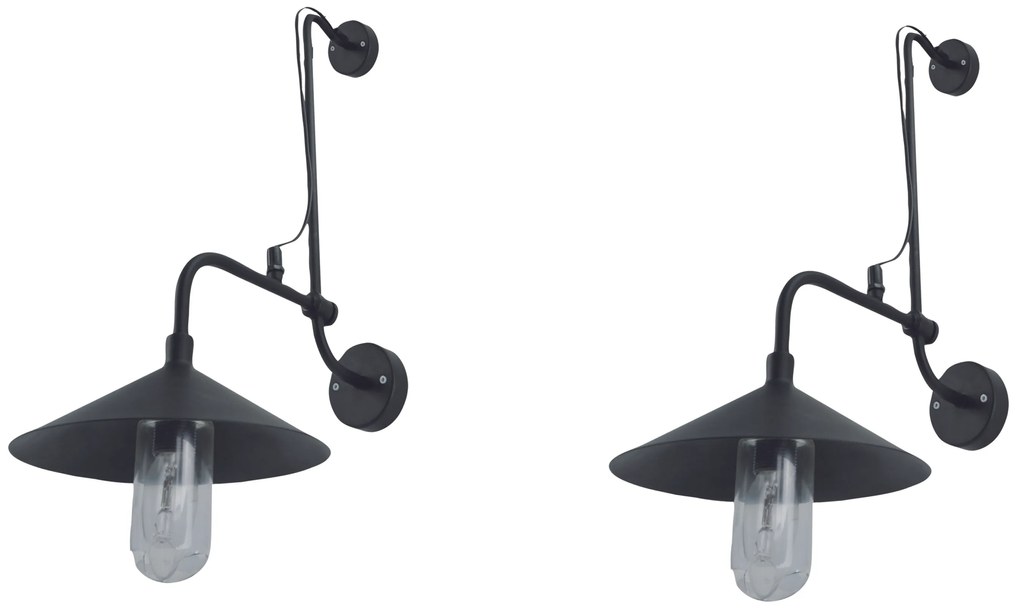 WL111064 (x2) Dim Packet Metal black adjustable wall lamp+
