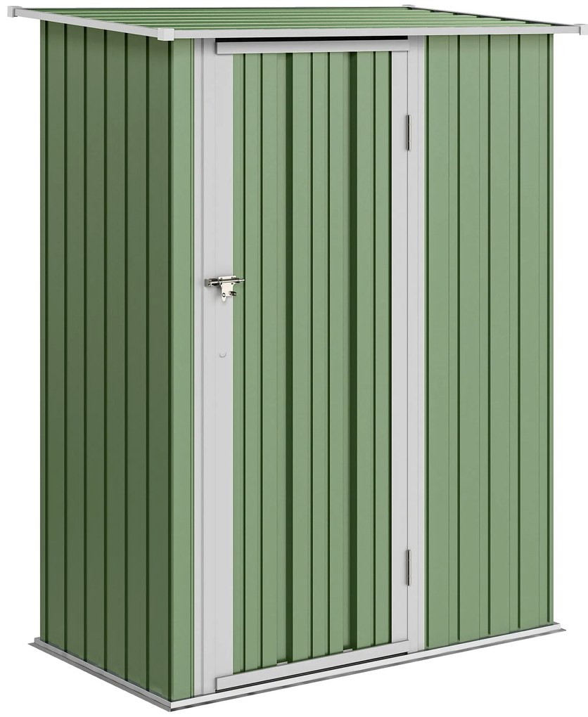 Μεταλλικό σπιτάκι εργαλείων 1,07 m² με επικλινή στέγη, 142 x 84 x 189 cm Αποθήκη κήπου με κλειδούμενη πόρτα, Σπιτάκι κήπου, Σπιτάκι κήπου Πράσινο