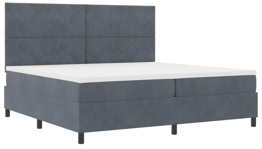vidaXL κρεβάτι Box Spring με στρώμα Γκρι 200x200 εκ Βελούδο