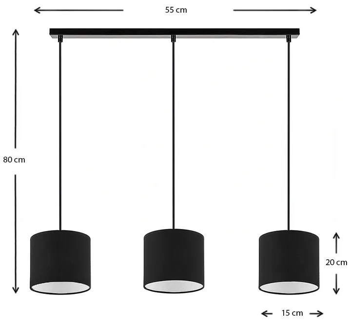 Φωτιστικό οροφής Morris Megapap E27 υφασμάτινο τρίφωτο χρώμα μαύρο 55x15x70εκ.