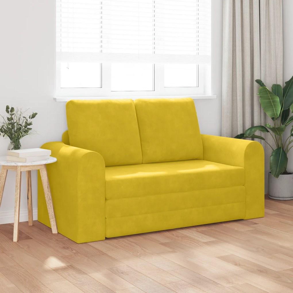 vidaXL Καναπές Δαπέδου 2 σε 1 Κίτρινος 148x71x83 εκ. Βελούδο