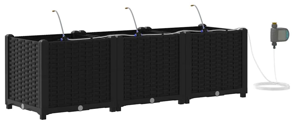 vidaXL Ζαρντινιέρες κήπου Μαύρο 120 x 40 x 37.5 cm Ατσάλι