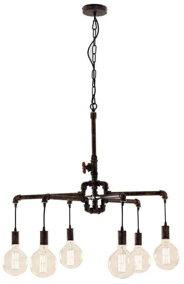 Φωτιστικό Οροφής Amarcord I-AMARCORD-S6 6xE27 Φ71cm 146cm Rust Luce Ambiente Design Metal