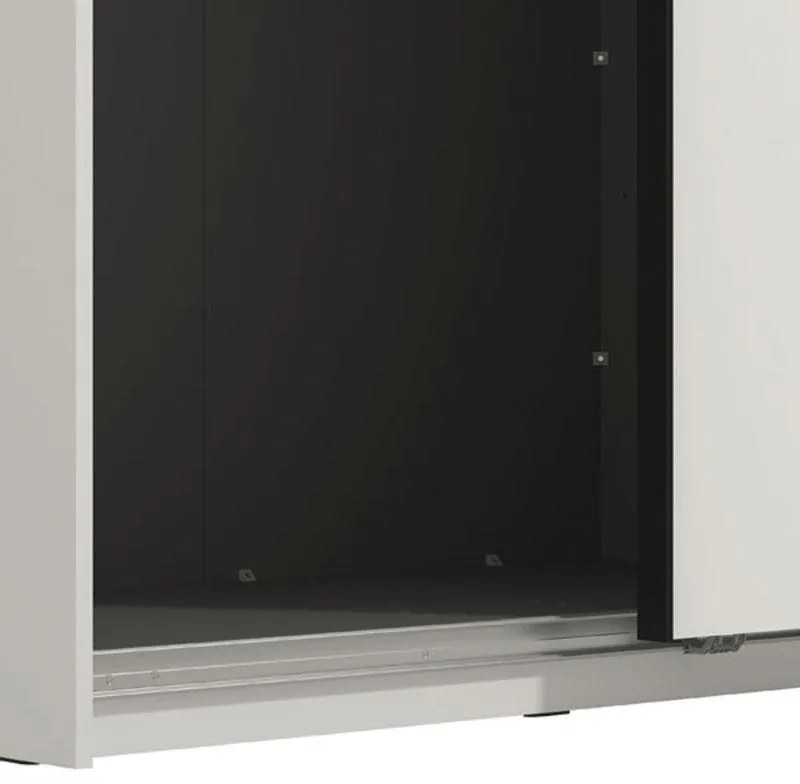 Ντουλάπα με Καθρέφτη Ascalon 220 OG Λευκό - Μαύρο - Λευκό Μάτ 220x61x217 εκ. 220x61x217 εκ.