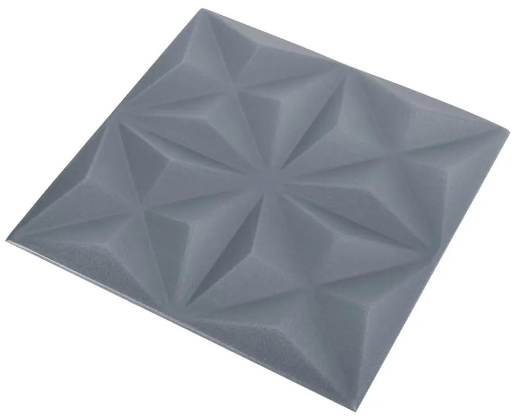 vidaXL Πάνελ Τοίχου 3D 24 τεμ. Γκρι Origami 50 x 50 εκ. 6 μ²
