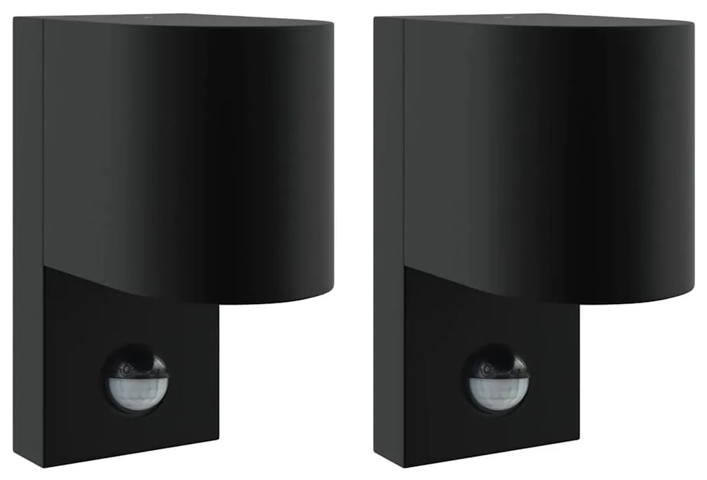 vidaXL Εξωτερικά Φωτιστικά Τοίχου 2 pcs Μαύρο 12 x 7 x 15 εκ.