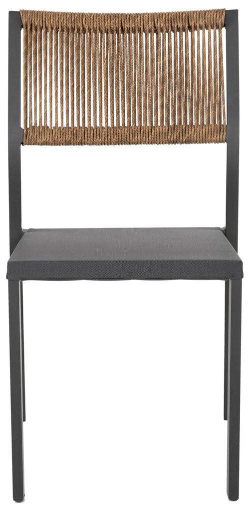 Καρέκλα Αλουμινίου Ανθρακί με Rattan και Textline 46x55,5x83 Υ Εκ.