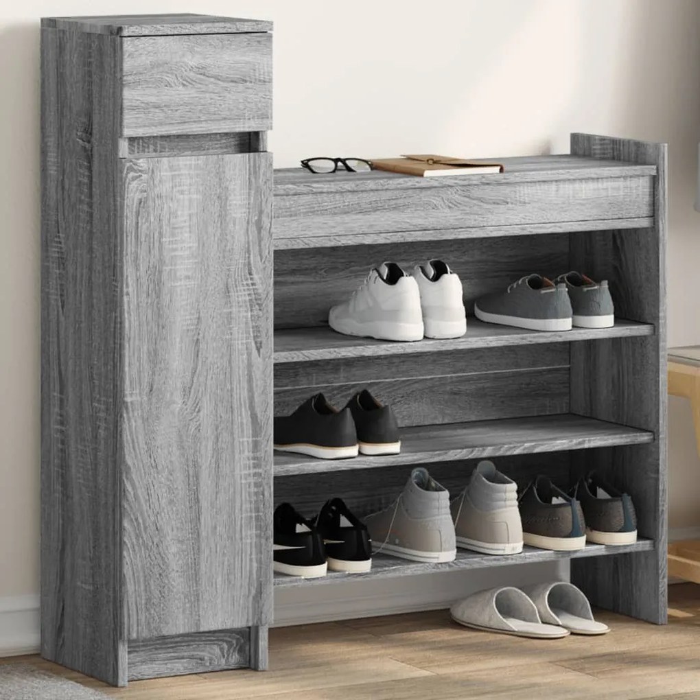 vidaXL Παπουτσοθήκη Γκρι Sonoma 100,5x28x100εκ. από Επεξεργασμένο Ξύλο