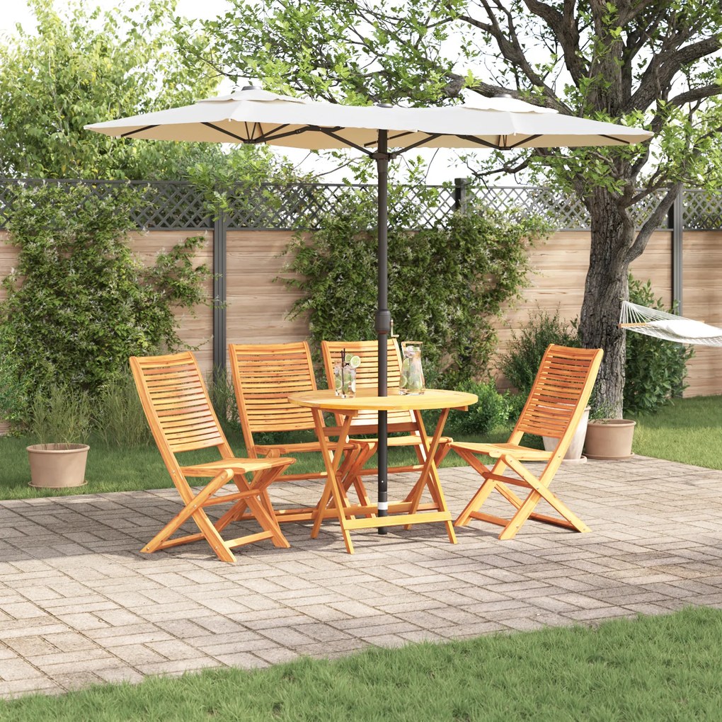 vidaXL Σετ Εξωτερικών Επίπλων 5 pcs Φυσικό ξύλο Ø 90x75 cm