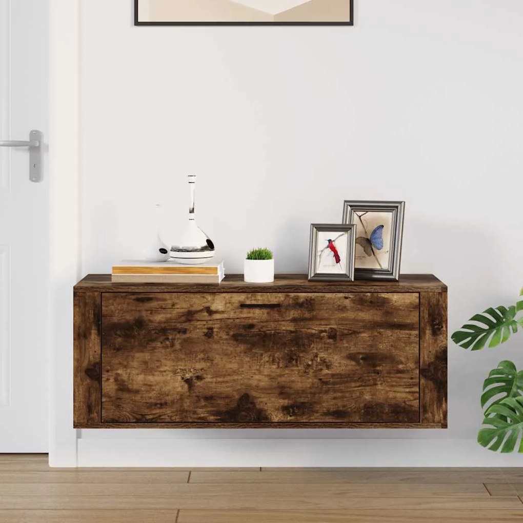 vidaXL Παπουτσοθήκη Επιτοίχια Καπνιστή Δρυς 100x35x38 εκ. Επεξ. Ξύλο