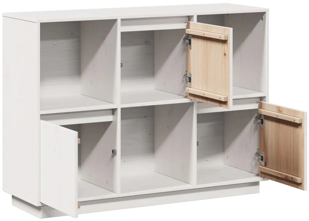 vidaXL Ντουλάπι Λευκό 110,5 x 35 x 80 εκ. από Μασίφ Ξύλο Πεύκου