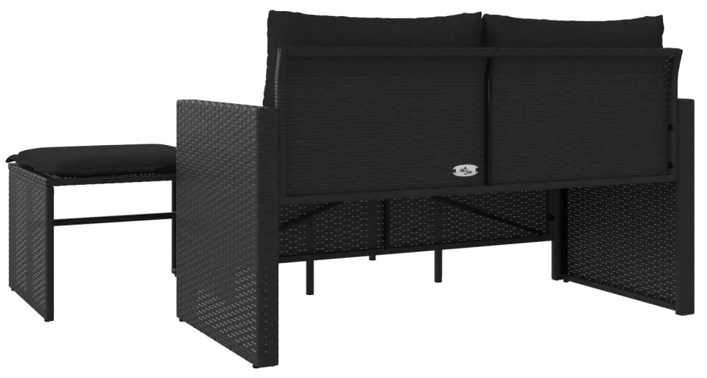 vidaXL Σετ Καναπέ Κήπου 3 Τεμαχίων Μαύρο Συνθετικό Ρατάν με Μαξιλάρια