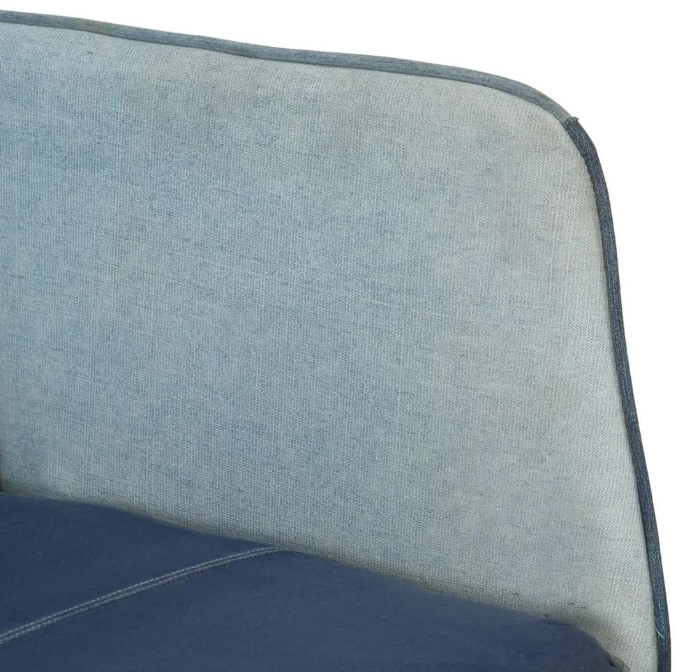 Πολυθρόνα Κουνιστή Μπλε Denim Patchwork Καραβόπανο με Υποπόδιο - Μπλε