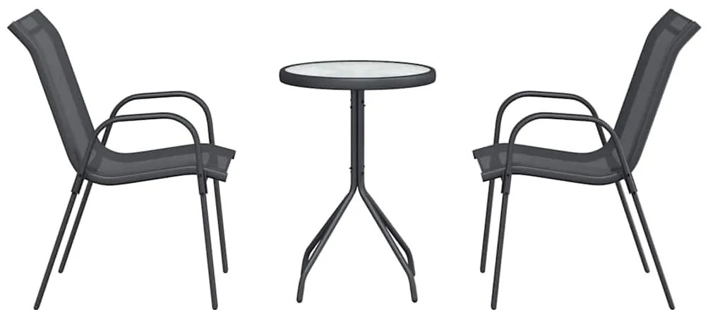 vidaXL Σετ Μπιστρό Κήπου 3 pcs Γκρι Ατσάλι